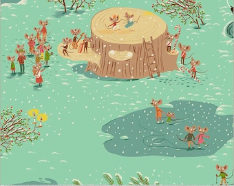 Heather Ross Studio Edit -- 50165D-1 Christmas Mice in Aqua