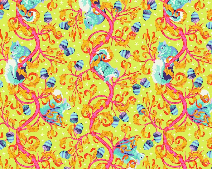 Fat Quarter  - Tula Pink's Tiny Beasts Fabric for Free Spirit Fabrics -- Oh Nuts in Glow