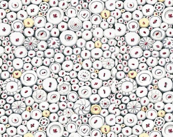 Kaffe Fassett Collective February 2021 -- Fat Quarter of Kaffe Fassett Button Mosaic in White