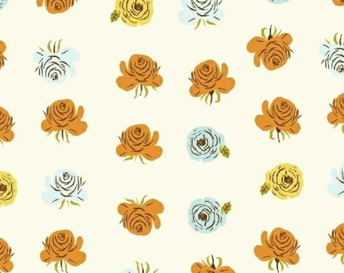 Heather Ross Far Far Away 2 for Windham Fabrics - Fat Quarter of Floral White with Blue