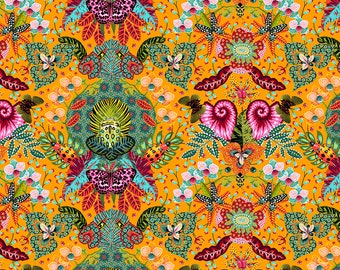 Tropicalism by Odile Bailloeul for Free Spirit Fabrics - Fat quarter of Insectopia in Yellow