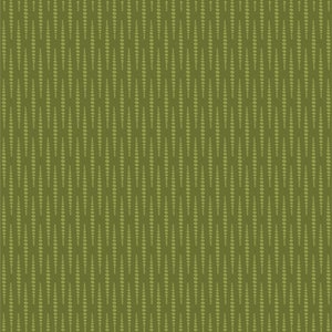 Peut inclure: Fond vert olive avec un motif répétitif de lignes verticales. Chaque ligne est composée de petits cercles vert clair de tailles variables, créant un effet texturé.
