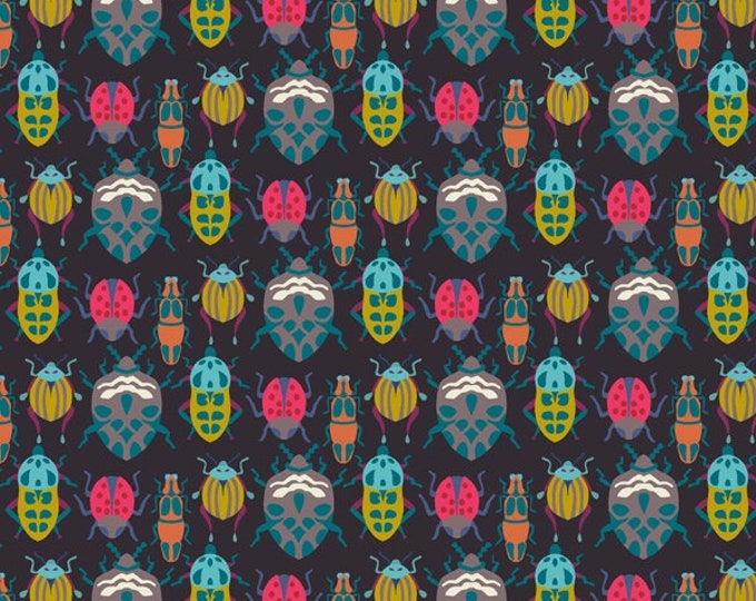 Eden by Sally Kelly for Windham Fabrics - Fat Quarter of 52806-3 Bug Race in Midnight