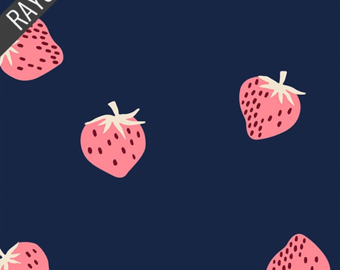 Strawberry and Friends Rayon in Navy (RS3044 15R) by Melody Miller - Ruby Star Society - 25cm cut