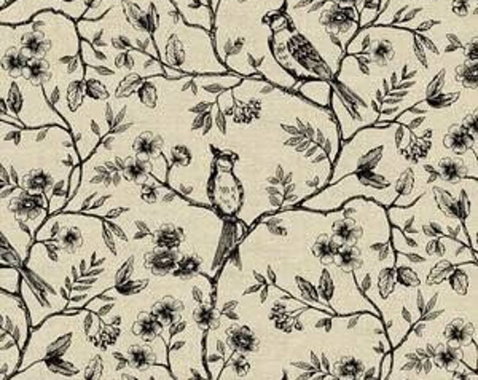 Botanica by Makower for Andover Fabrics - Birds on Vine in Neutral - Fat Quarter