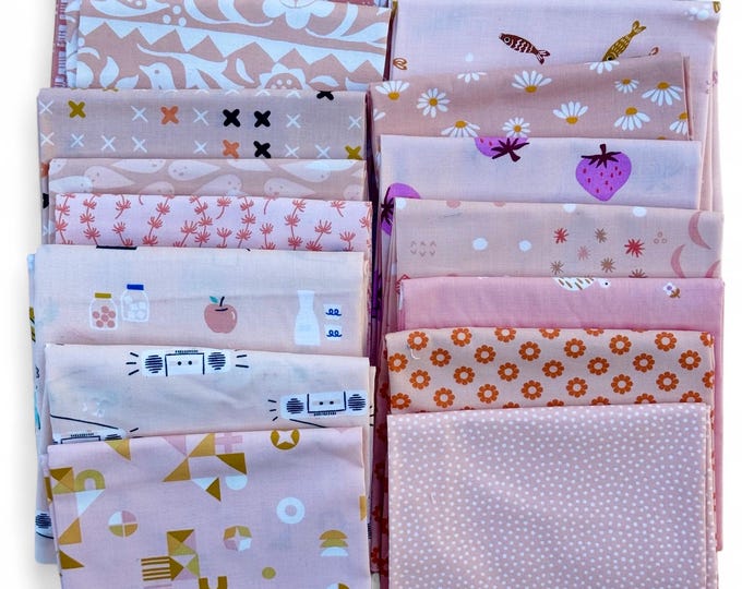 Fat 16th of various Ruby Star Society fabrics as shown in photo (16 in total) - Peaches