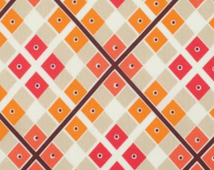 Katie Jump Rope by Denyse Schmidt for Free Spirit Fabrics -  Diamond Plaid and Dot in Geranium