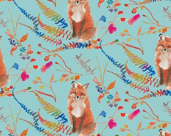 Fox Wood by Betsy Olmsted for Windham Fabrics - Fat Quarter of 51919-3 Foxes in Aqua
