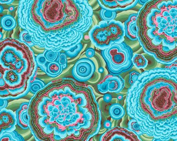 Kaffe Fassett Collective February 2022 -- Fat Quarter of Philip Jacobs Agate in Turquoise