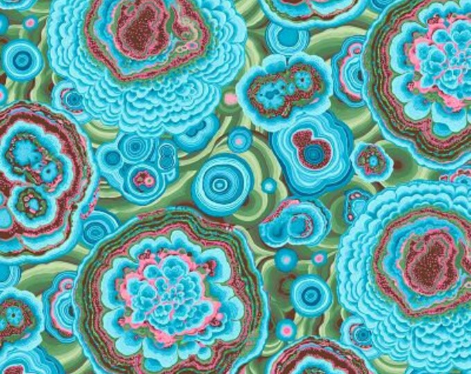 Kaffe Fassett Collective February 2022 -- Fat Quarter of Philip Jacobs Agate in Turquoise