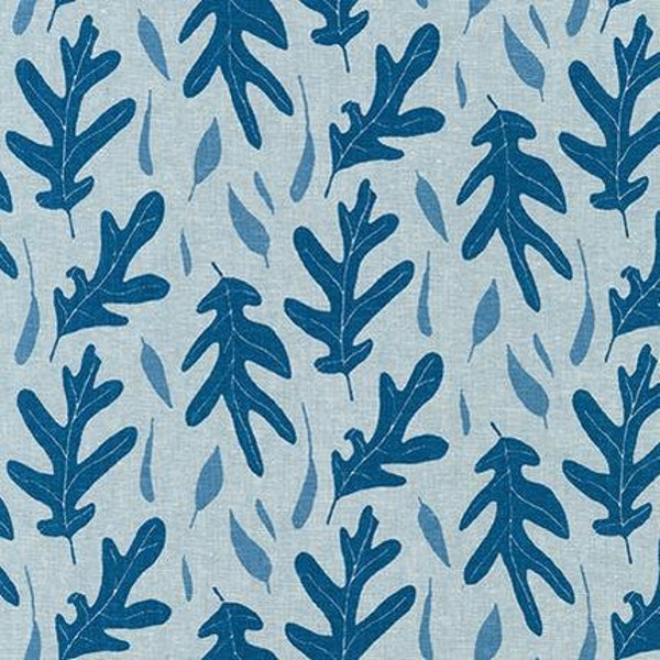Quarry Trail by Anna Graham for Robert Kaufman, 100% Cotton Linen Canvas -- 25cm -- Oak in Chambray
