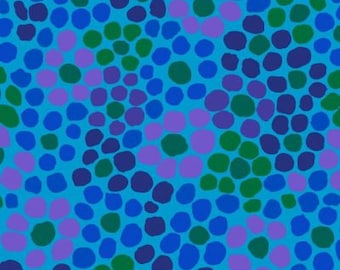 Kaffe Fassett Collective February 2022 -- Fat Quarter of Brandon Mably Flower Dot in Blue
