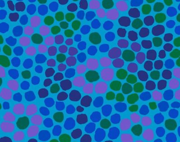Kaffe Fassett Collective February 2022 -- Fat Quarter of Brandon Mably Flower Dot in Blue