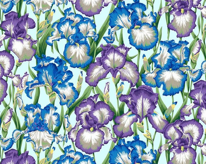 Kaffe Fassett Collective August 2020 -- Fat Quarter of Philip Jacobs Bearded Iris in Cool