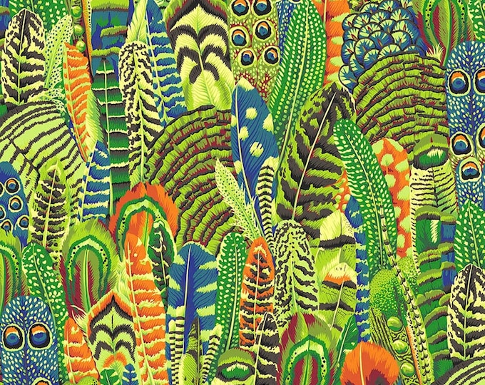 Kaffe Fassett Collective February 2021 -- Fat Quarter of Philip Jacobs Feathers in Lime