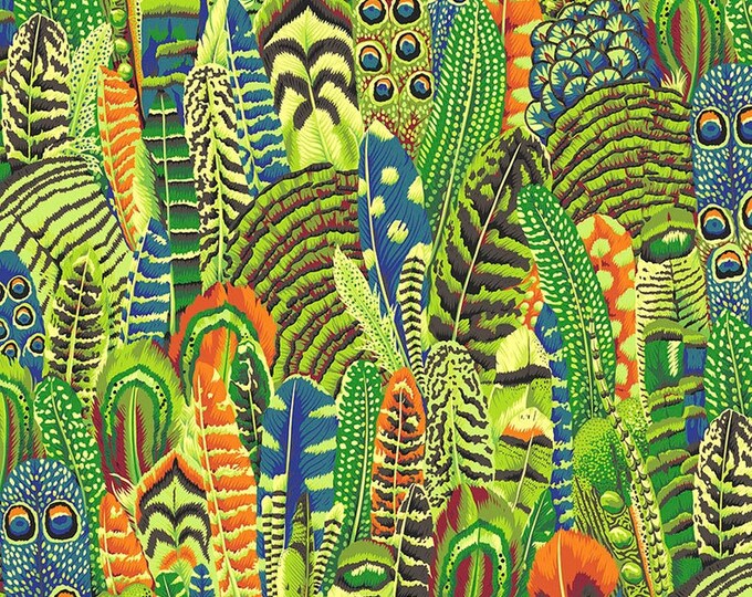 Kaffe Fassett Collective February 2021 -- Fat Quarter of Philip Jacobs Feathers in Lime