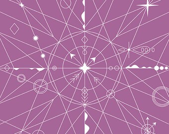 Hopscotch Century Prints by Alison Glass for Andover Fabrics - Fat Quarter of Compass in Orchid
