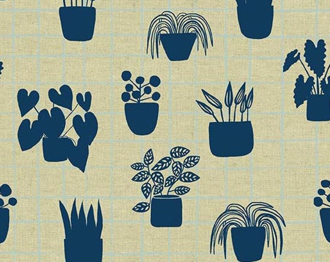 Home by Sarah Golden for Andover Fabrics - Fat Quarter of House Plants in Cyan -- Cotton