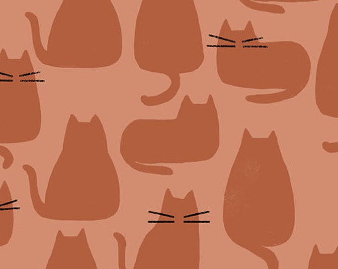 Whiskers and Dash by Sarah Golden for Andover Fabrics - Fat Quarter of Whiskers in Terracotta (A-9168-O)