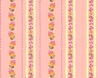 West Hill by Heather Ross -- Fat Quarter of Floral Stripe in Pink