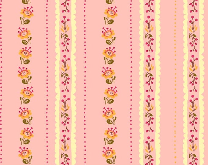 West Hill by Heather Ross -- Fat Quarter of Floral Stripe in Pink