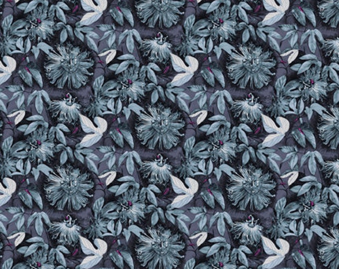 Passion Flower by Anna Horner for Free Spirit Fabrics - Passiflora in Silver