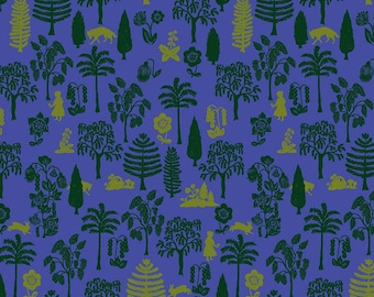 Woodland Walk by Nathalie Lete for Anna Maria Horner Conservatory - Fat Quarter of Nearby Wolf in Royal