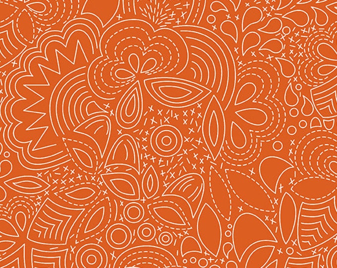 Hopscotch Century Prints by Alison Glass for Andover Fabrics - Stitched in Paprika - Fat Quarter of Compass in Strawberry