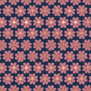 Unruly Nature by Jen Hewitt for Ruby Star Society CANVAS -- 25cm cut of Heart Flowers in Navy