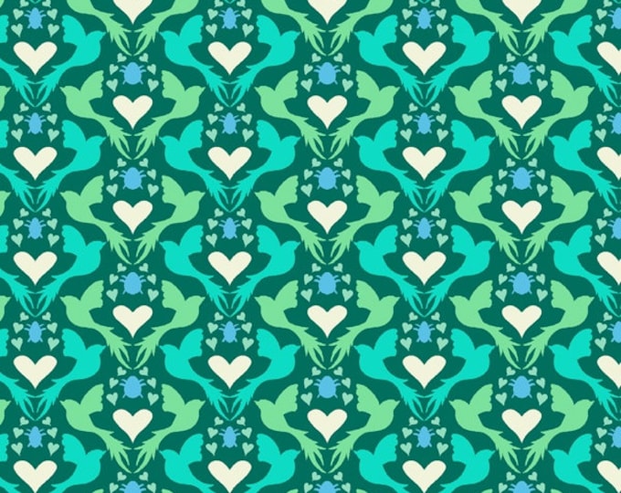Eden by Sally Kelly for Windham Fabrics - Fat Quarter of 52808-9 Dovelove in Teal