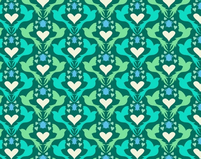 Eden by Sally Kelly for Windham Fabrics - Fat Quarter of 52808-9 Dovelove in Teal