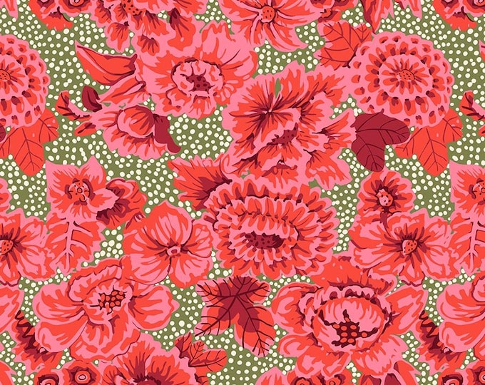 Kaffe Fassett From the Archives -- Fat Quarter of Kaffe Fassett Floral With Dots in Red