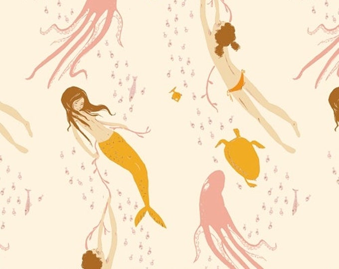 Heather Ross Mendocino for Windham Fabrics - Underwater Sisters in Blush Pink
