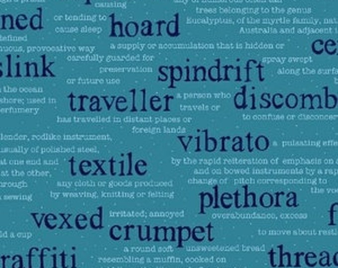 Wordplay by Sarah Fielke for Windham Fabrics - Vocabulary in Teal - Fat Quarter