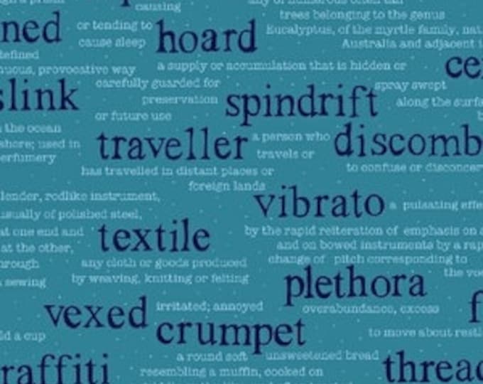 Wordplay by Sarah Fielke for Windham Fabrics - Vocabulary in Teal - Fat Quarter