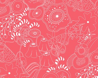 Hopscotch Century Prints by Alison Glass for Andover Fabrics - Dashes in Pink - Fat Quarter of Grow in Punch