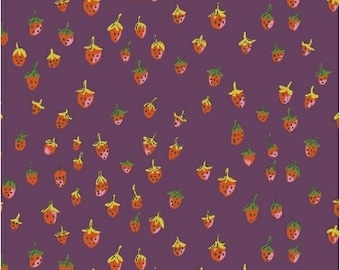 Heather Ross Trixie for Windham Fabrics - Fat Quarter Field Strawberries in Plum