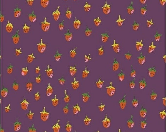 Heather Ross Trixie for Windham Fabrics - Fat Quarter Field Strawberries in Plum