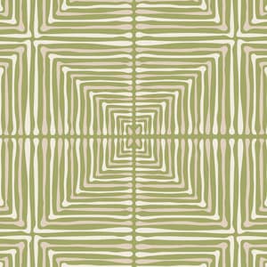 May include: A seamless pattern with a geometric design featuring a series of overlapping squares in shades of green and white.