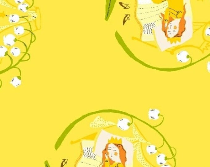 Heather Ross Far Far Away 2 for Windham Fabrics - Fat Quarter of Sleeping in Yellow