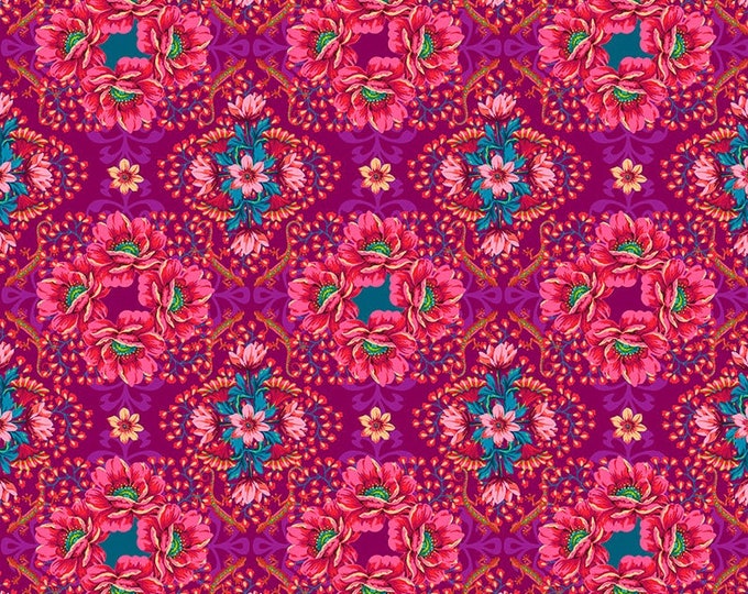 Magi Country by Odile Bailloeul for Free Spirit Fabrics - Fat quarter of Mini Gecko in Plum
