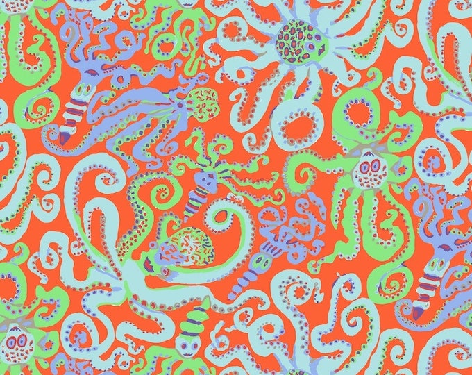 Kaffe Fassett Collective August 2020 -- Fat Quarter of Brandon Mably Octopus in Orange