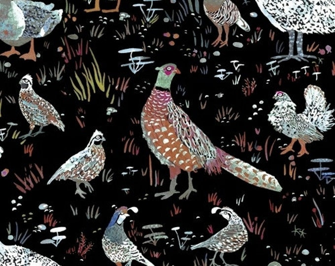 Fox Wood by Betsy Olmsted for Windham Fabrics - Fat Quarter of 51920-5 Bird Season in Black