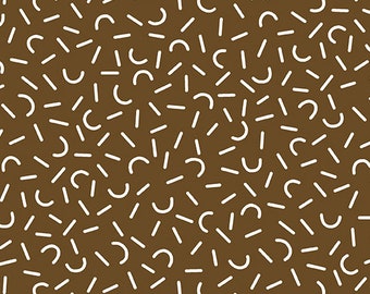 Dear Diary Century Prints by Libs Elliot for Andover Fabrics - Dashes in Cocoa - Fat Quarter of Party Time in Cocoa
