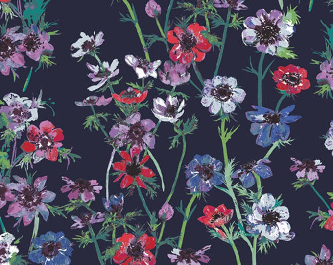 Aquarelle by Katarina Rocella for Art Gallery Fabrics - Anemone Study in Midnight
