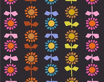 Cat Nap by Alexia Marcelle Abegg for Ruby Star Society -- 25cm cut of Canvas Daisy Stripe in Black