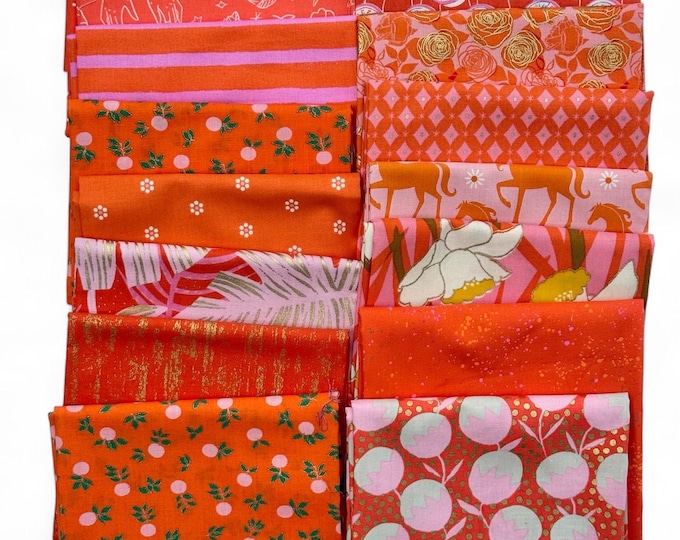 Fat 16th of various Ruby Star Society fabrics as shown in photo (16 in total) - Oranges