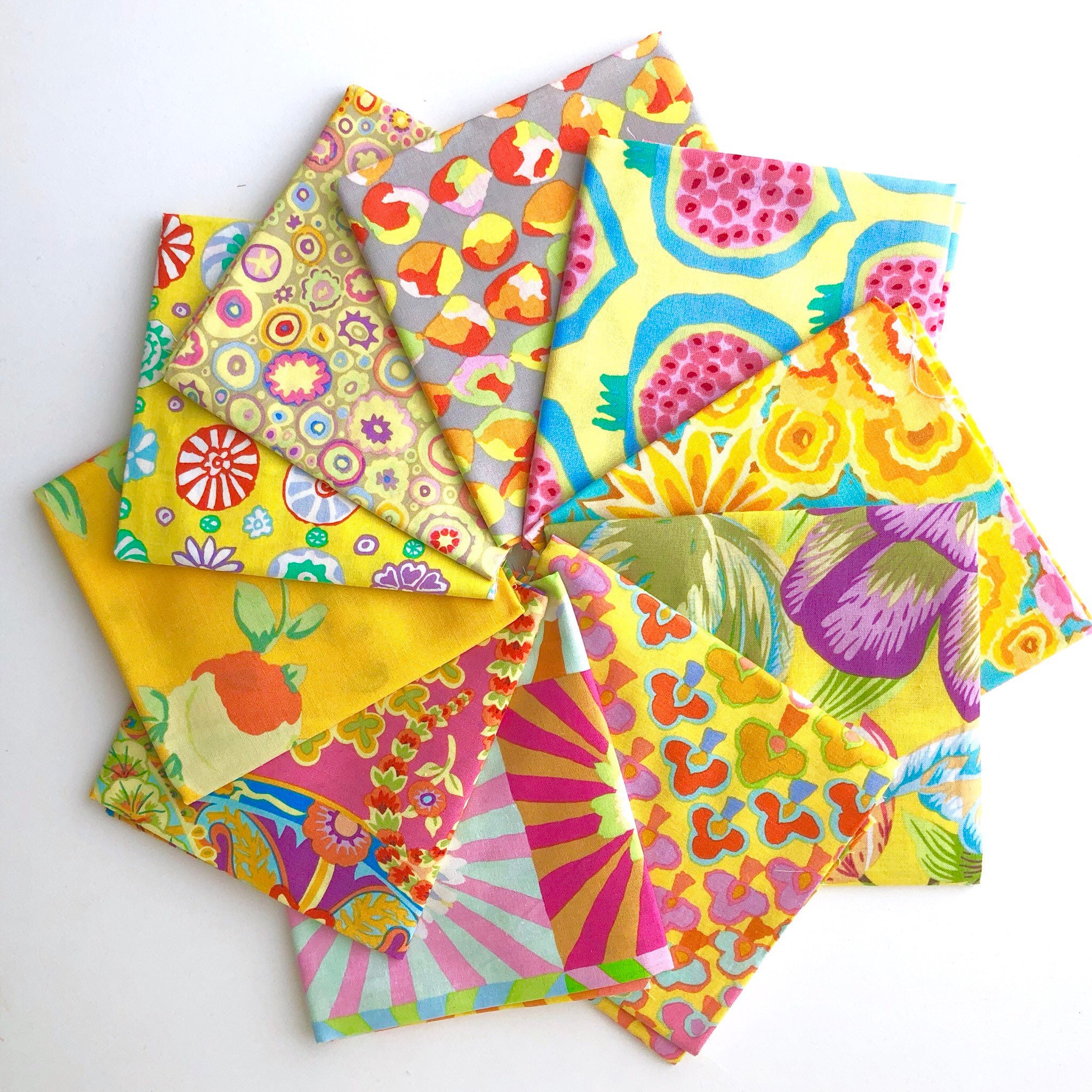 Yellow Fabrics by Kaffe Fassett Collective for Free Spirit Fabrics Fat Quarter Bundle of 10 as