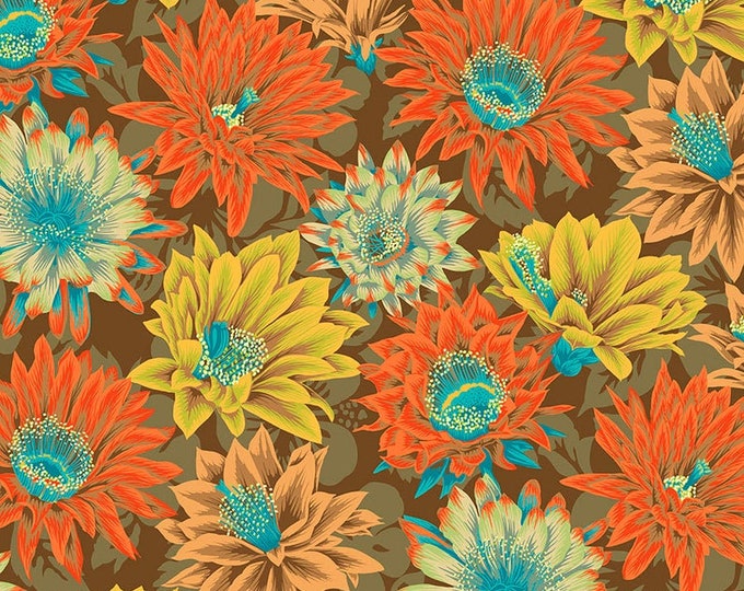 Kaffe Fassett Collective February 2021 -- Fat Quarter of Philip Jacobs Cactus Flower in Brown