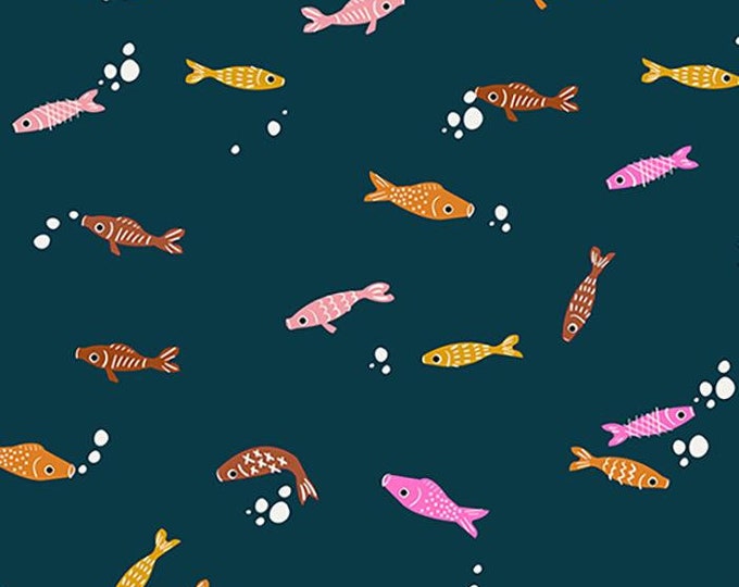 Koi Pond by Ruby Star Society -- Fat Quarter of Fishes in Peacock (RS3036 15)